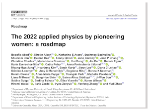 Bogdana Mitu: The 2022 applied physics by pioneering women: a roadmap