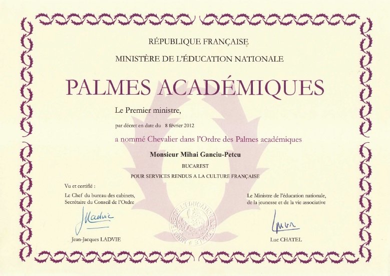Palmes academiques – Mihai Ganciu-Patcu